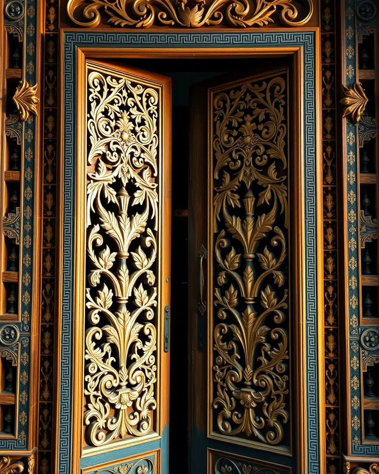 Carved Wooden Doors with Intricate Patterns