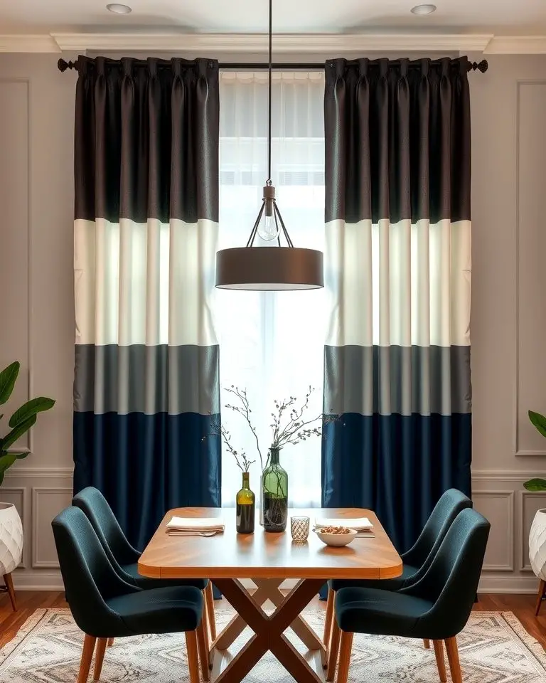 Two-Tone Curtains for Contrast