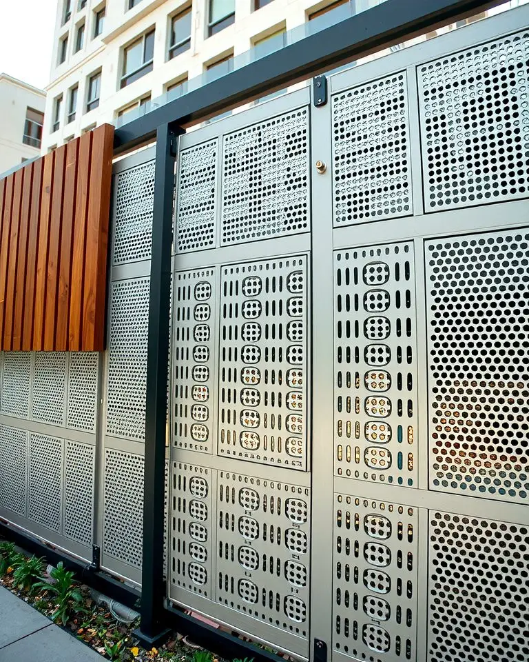 Dynamic Texture with Perforated Metal and Wooden Accents