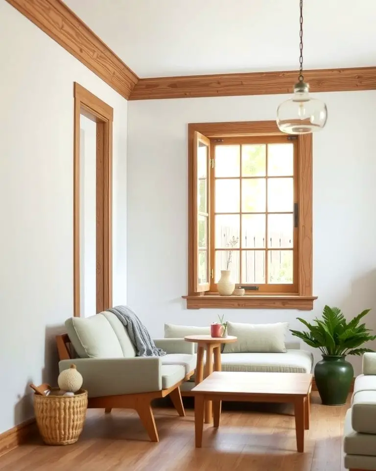 Wood-Stained Trim for Warmth