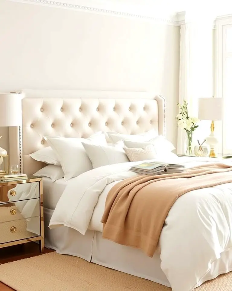 Cream Upholstered Headboard for Comfort