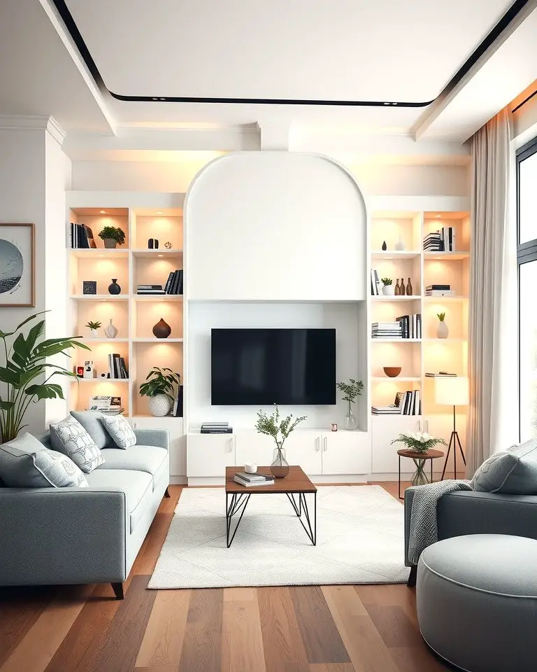 White Shelves with Grey Accents