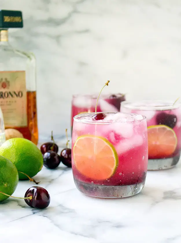 Fresh Cherry Amaretto Margaritas