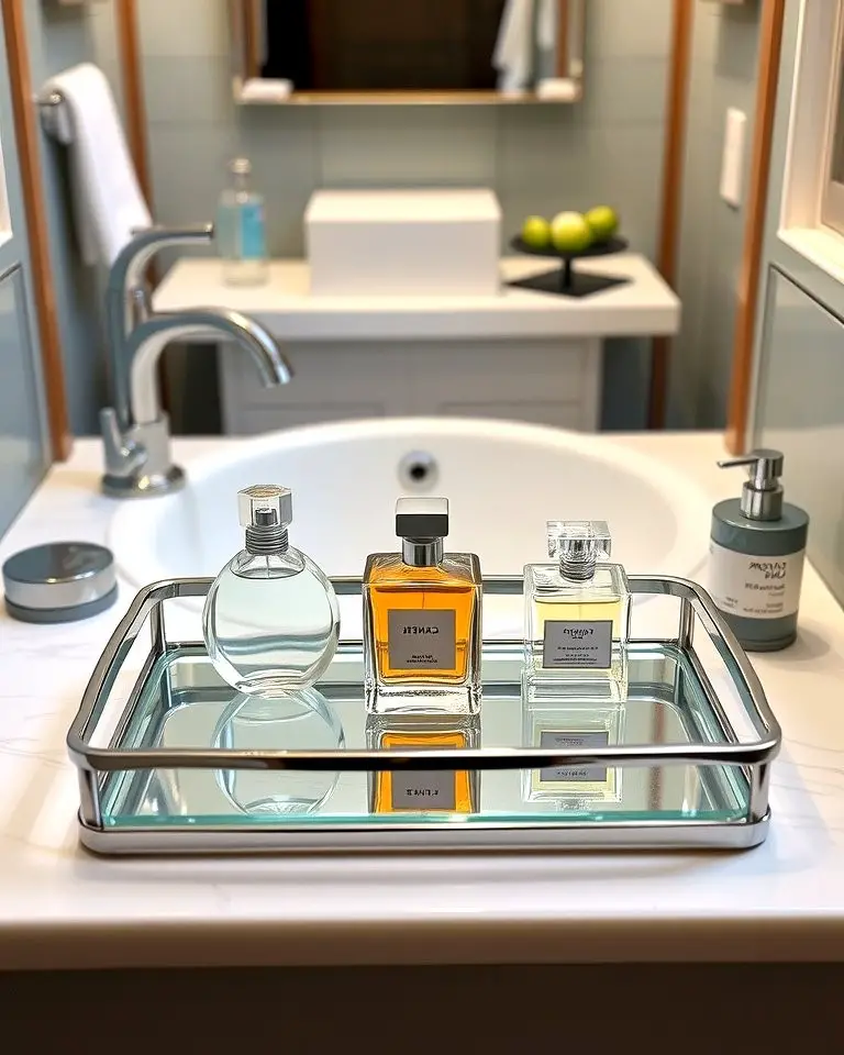 Glass Tray with Metallic Edges