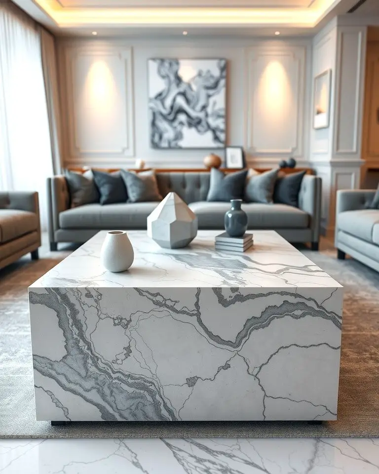 Marble-Inspired Grey and White Coffee Table