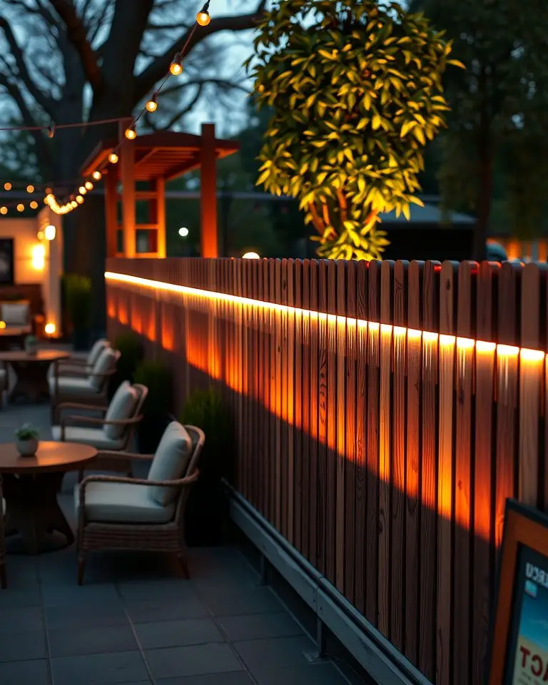 Horizontal Fence with Built-In Lighting