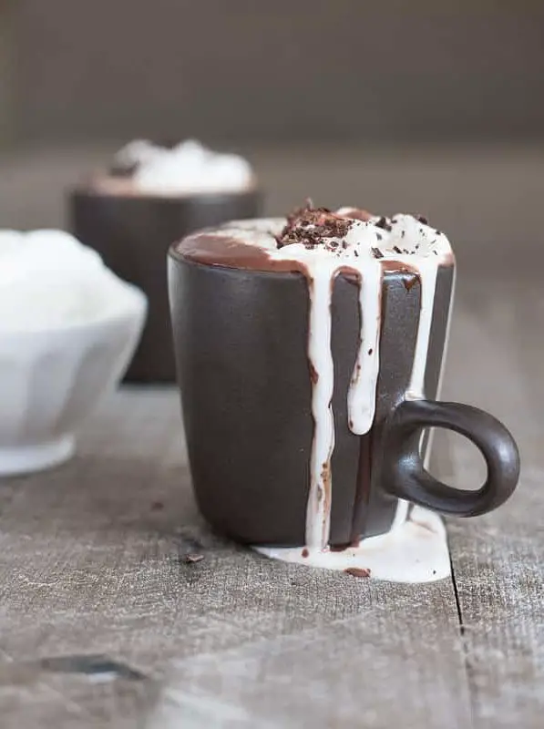 Bourbon Nutella Hot Chocolate With Bourbon and Honey Whipped Cream