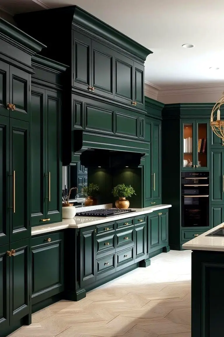 Opulent Deep Green Luxury Cabinets