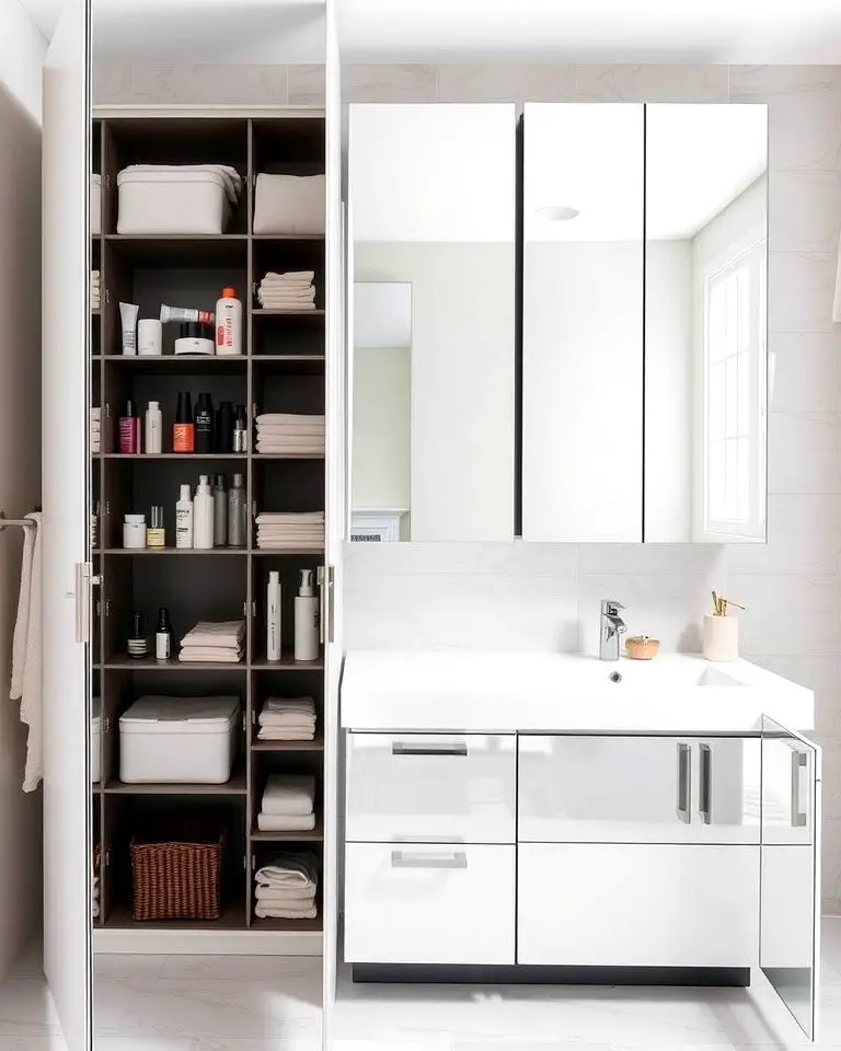 Mirrored Cabinets with Hidden Storage