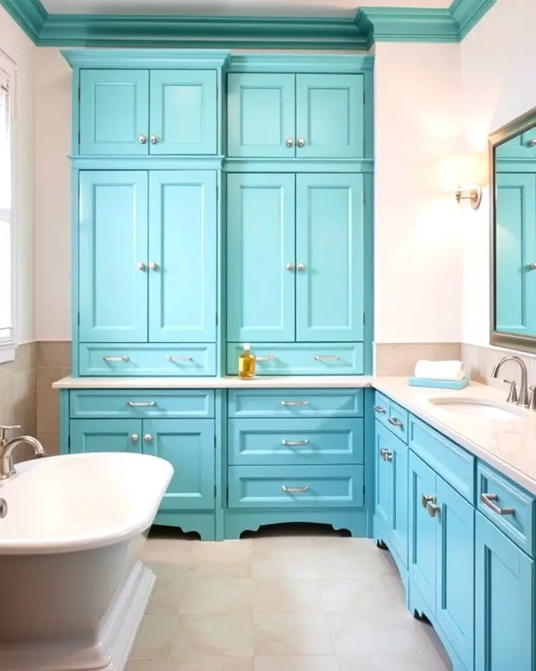 Refreshing Aqua Blue Cabinets