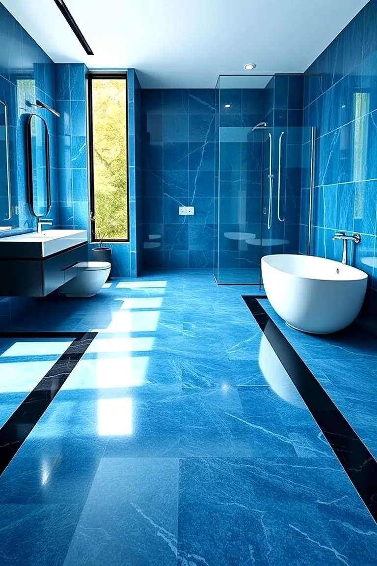 Contemporary Blue Flooring with Black Borders
