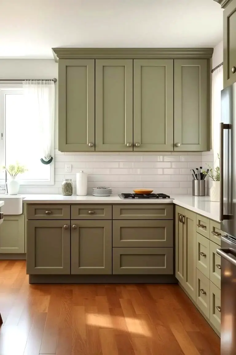 Sleek Sage Green Shaker Cabinets