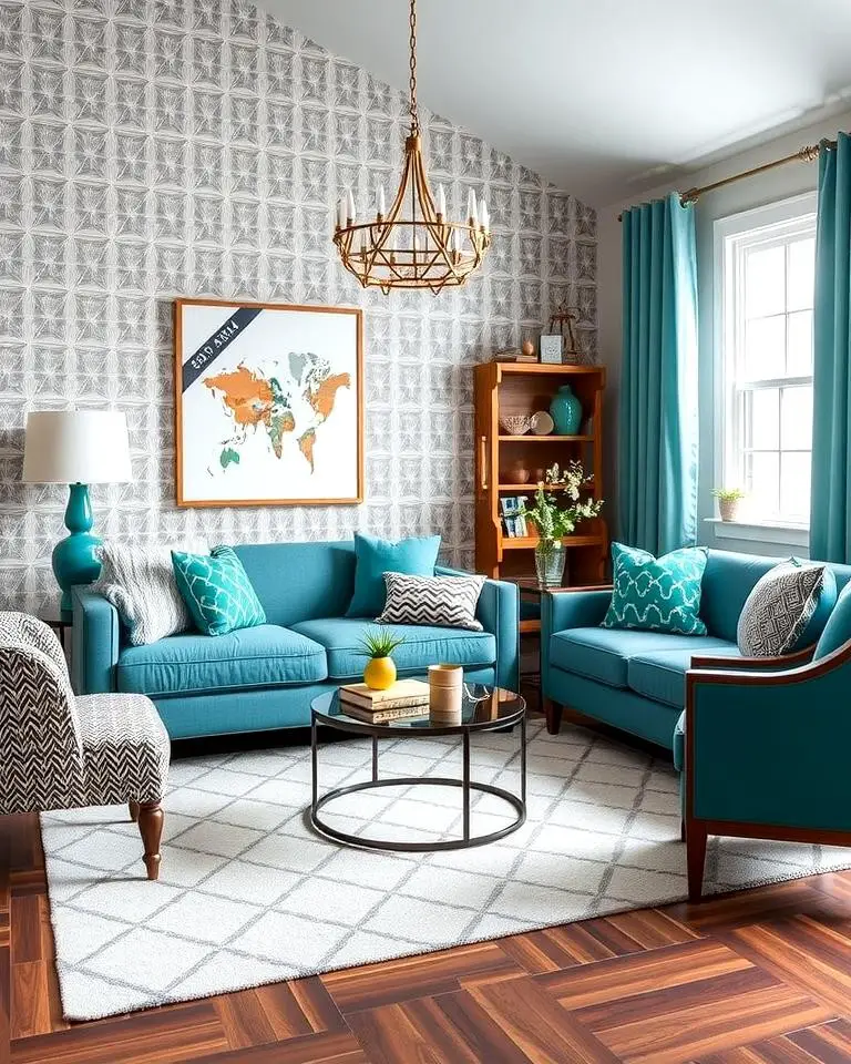 Teal and Grey Geometric Patterns
