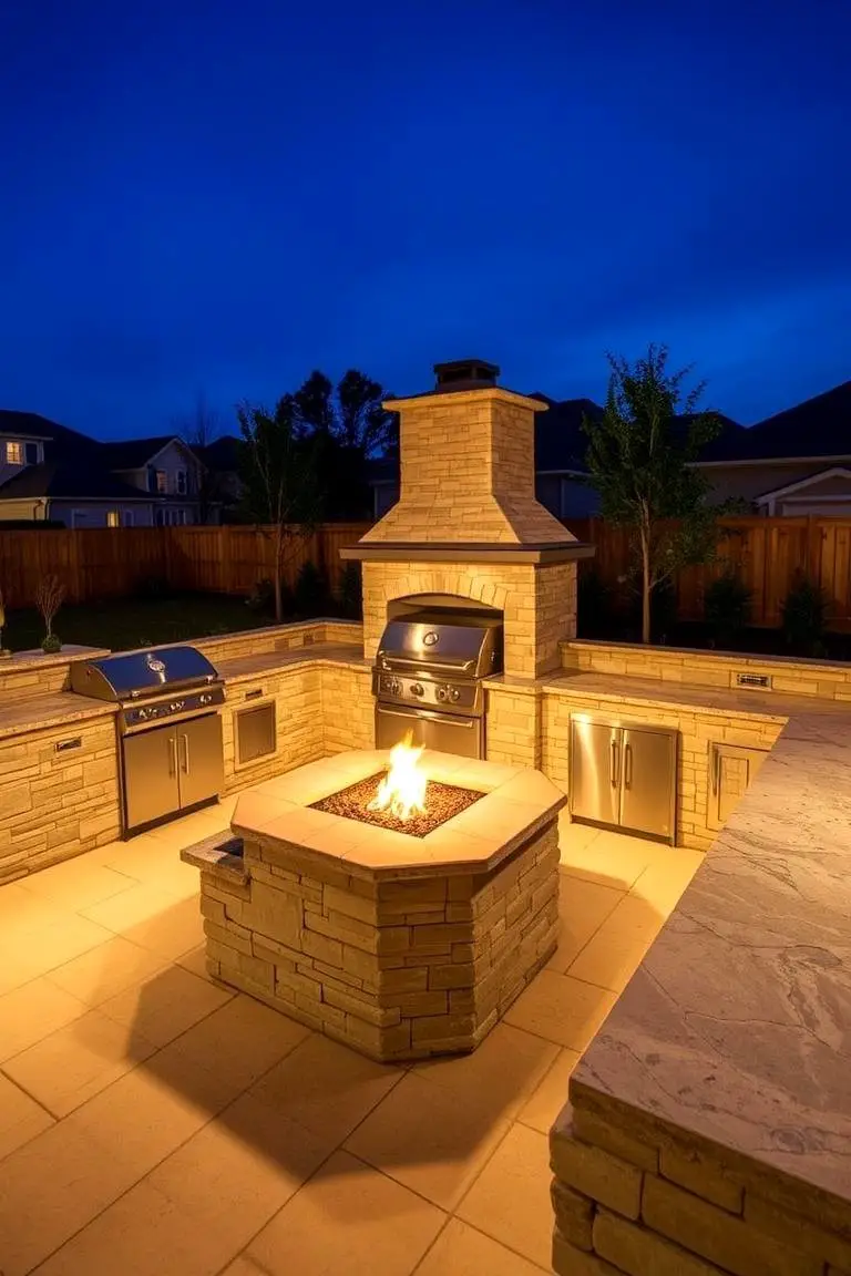 Outdoor Kitchen Stone Fire Pit