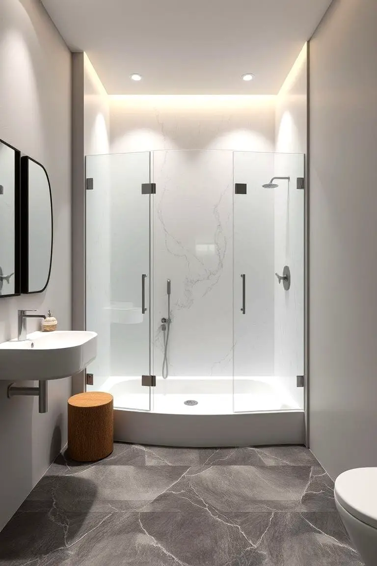 Inviting Freestanding Corner Shower