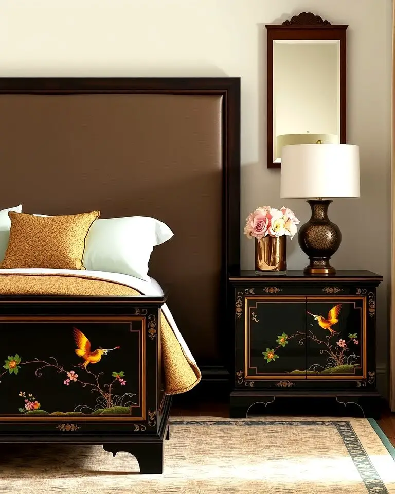Chinoiserie Nightstands with Intricate Details