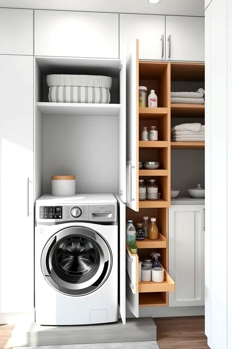 Hidden Pull-Out Laundry Shelves