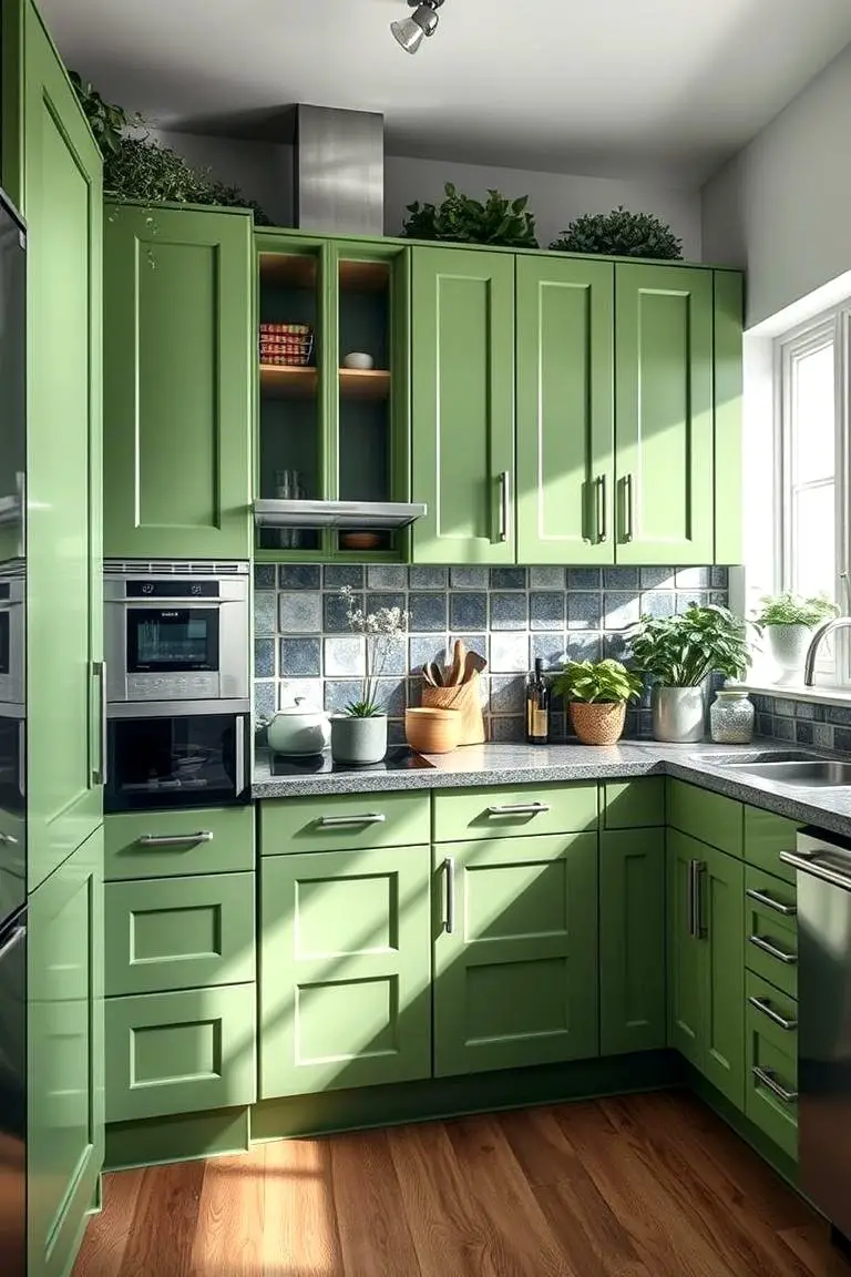 Eco-Friendly Basil Green Cabinets