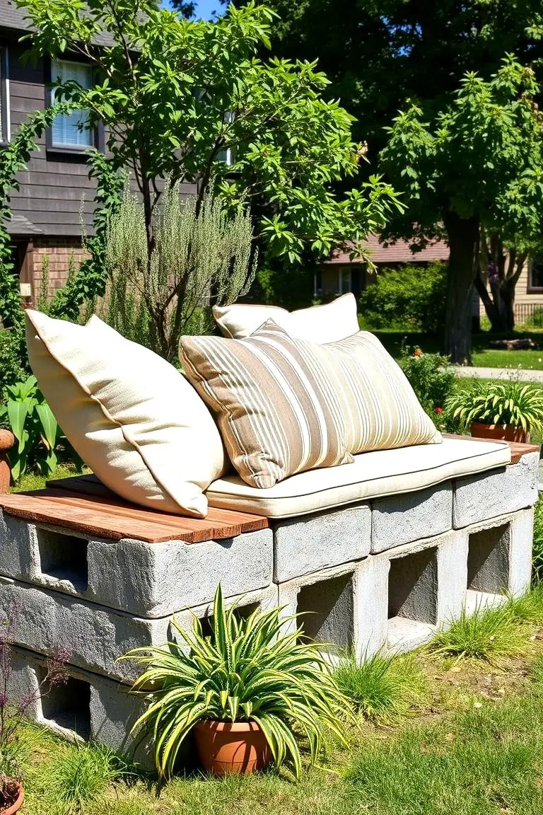 Cinder Block Garden Bench