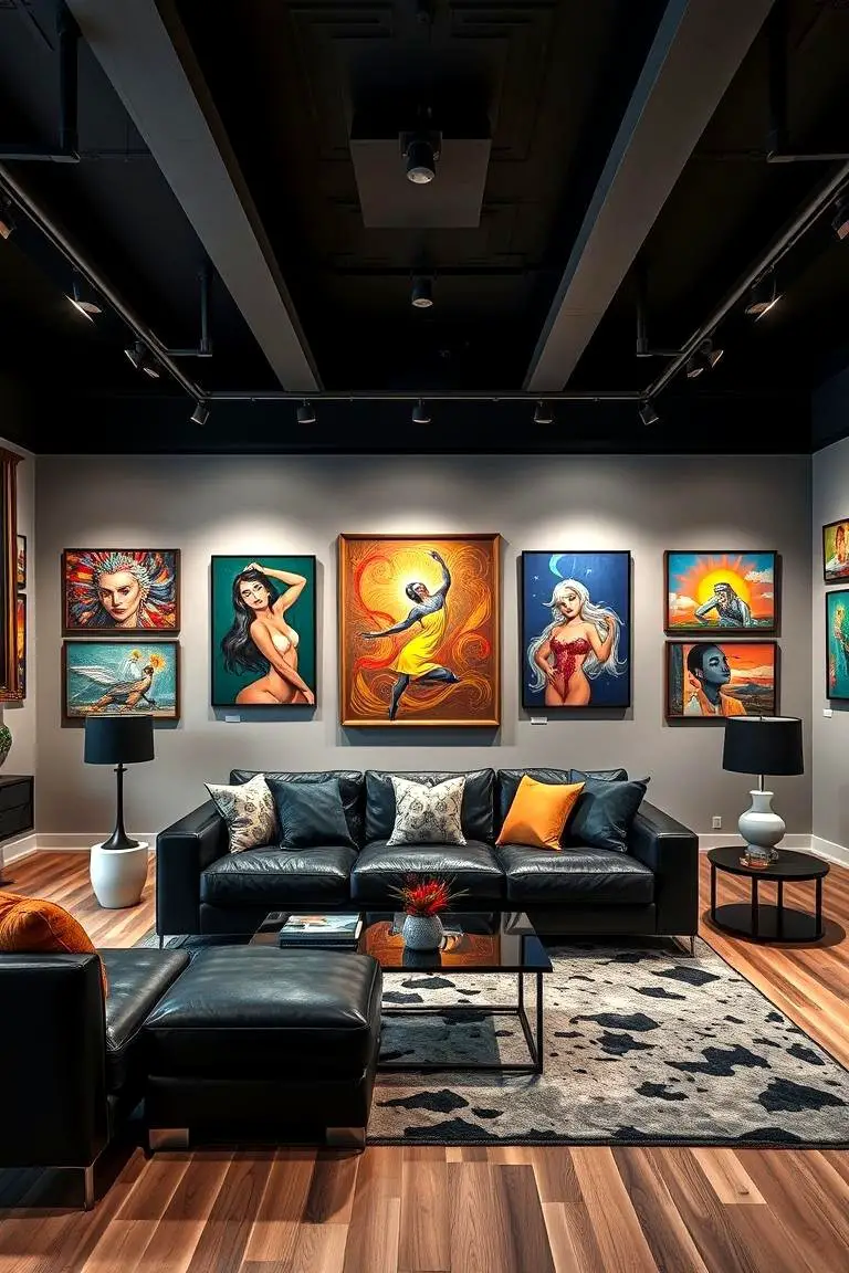 Vibrant Art Display on a Black Backdrop