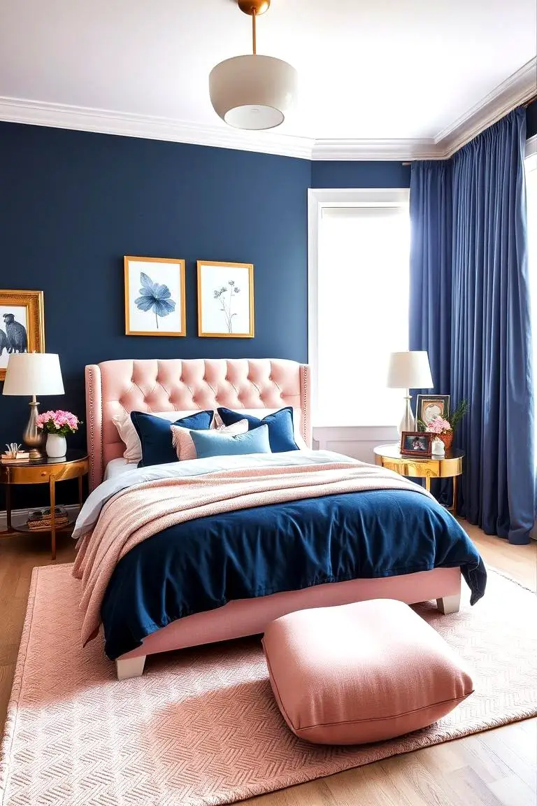 Elegant Blush Pink with Navy Blue