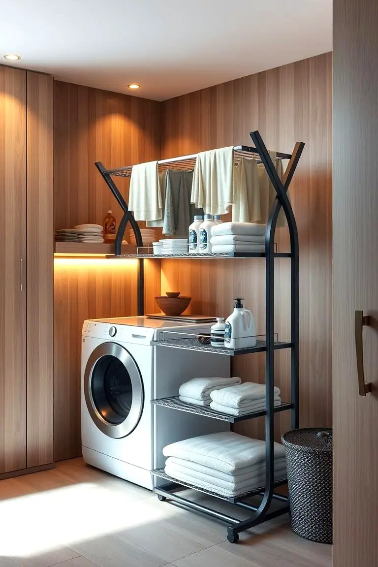Foldable Drying Rack with Integrated Shelves