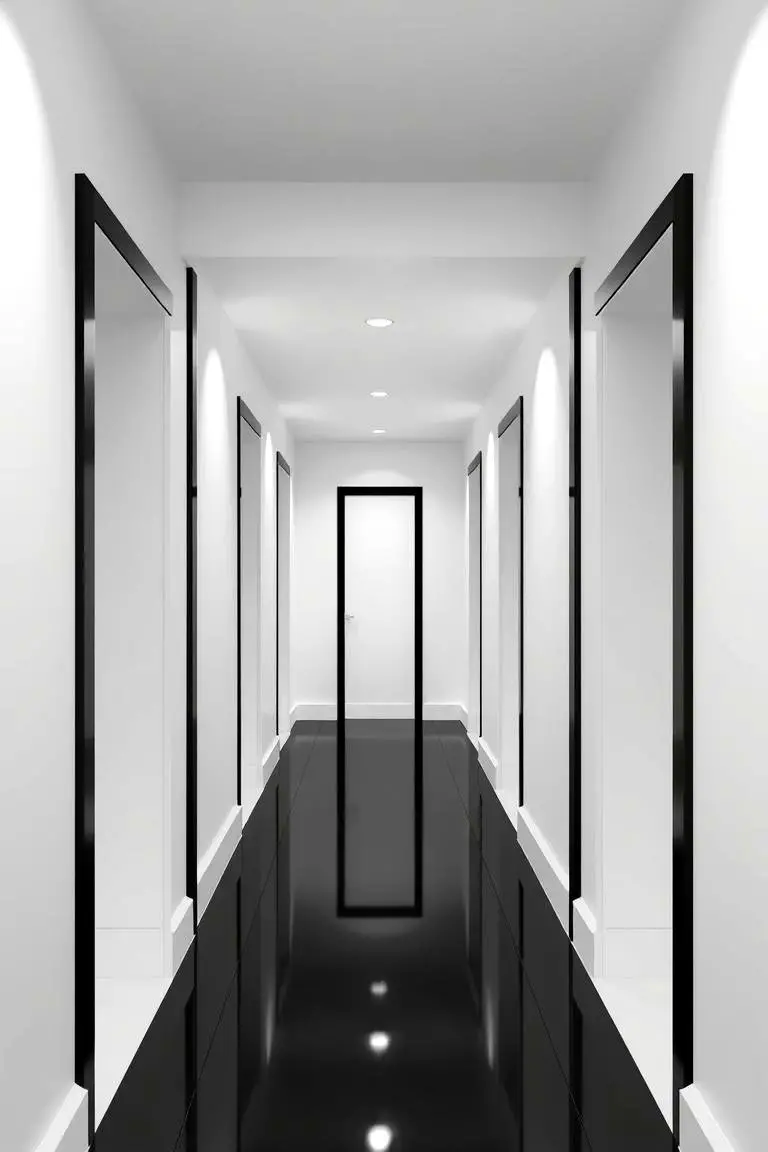 Crisp White Walls with Black Accents