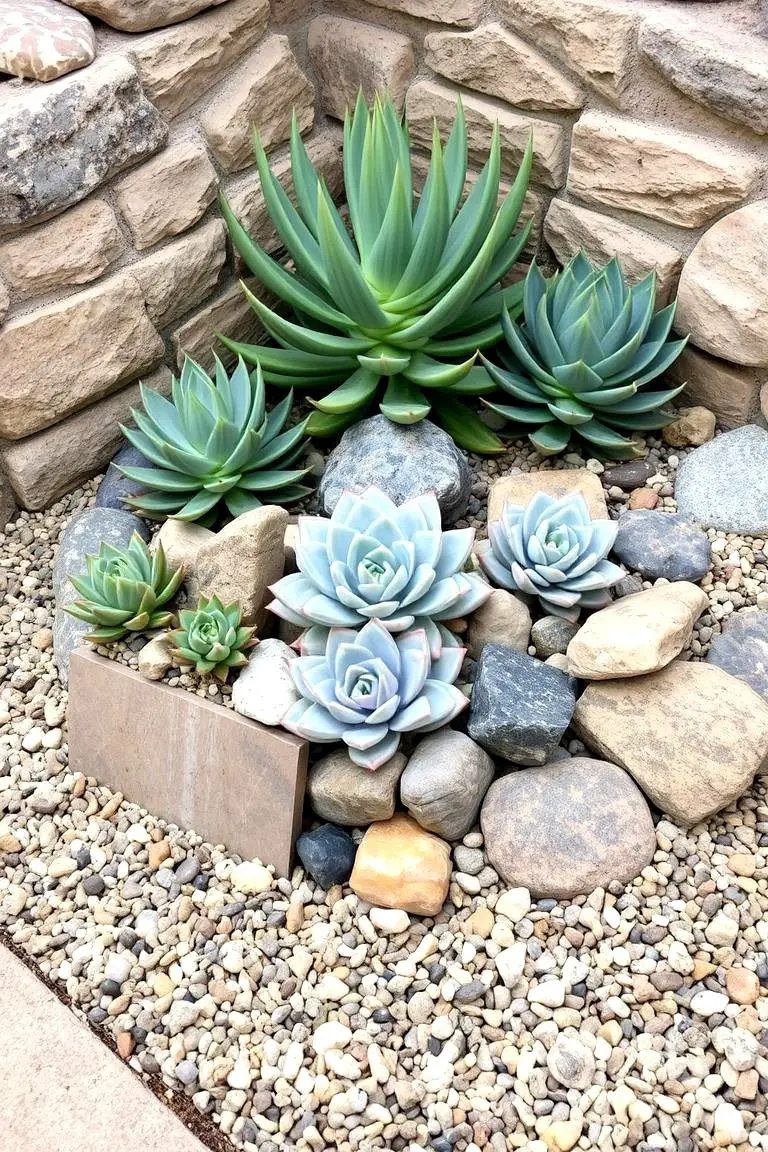 Stone and Gravel Succulent Bed