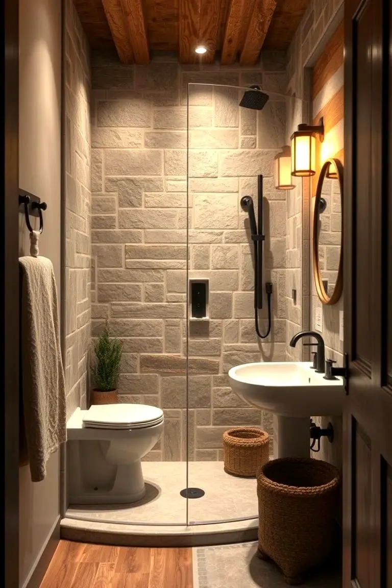 Rustic Corner Shower Haven