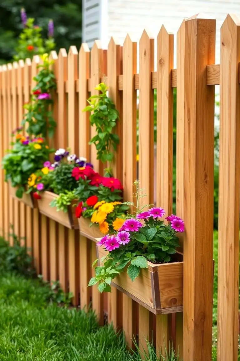 Cedar Fence with Planters