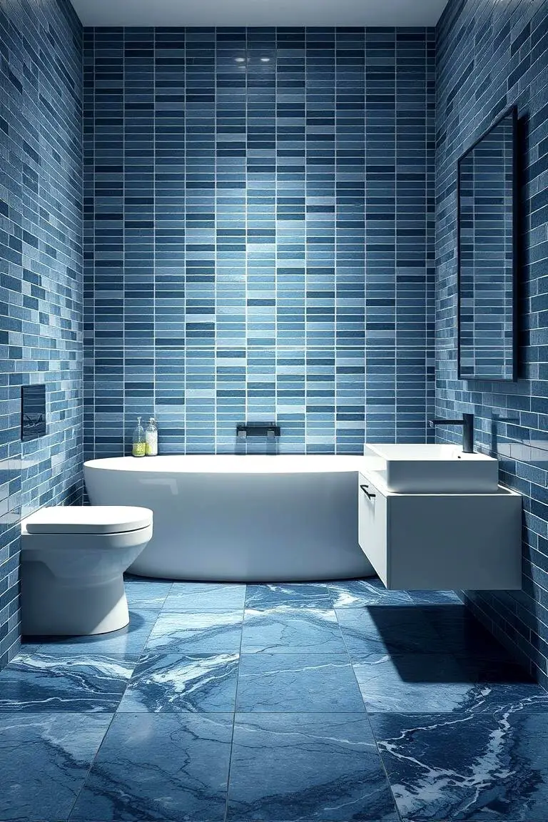 Minimalist Blue and Black Floor Tiles