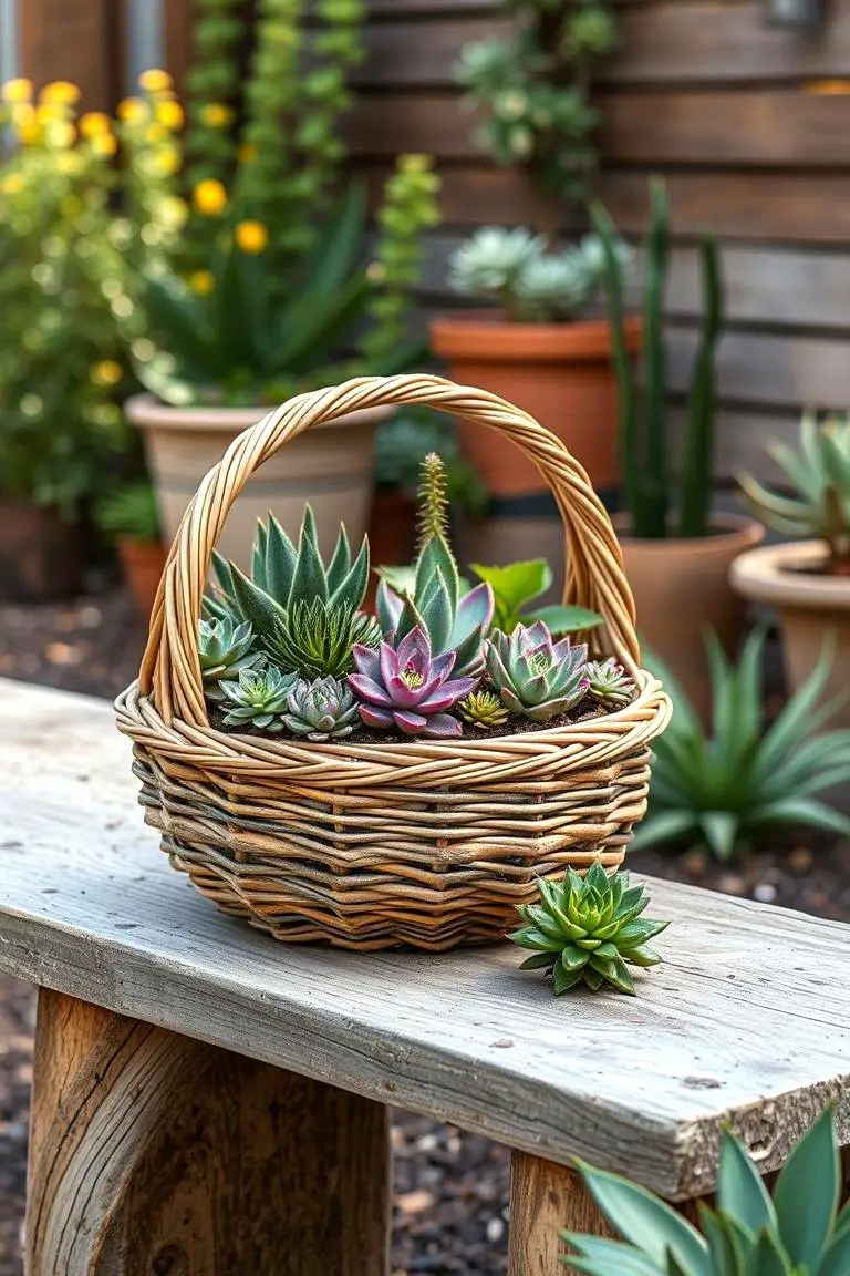 Woven Basket Succulent Setup