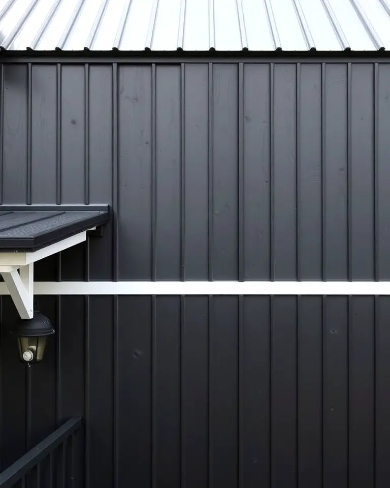 Black Board-and-Batten Siding with Metal Roofing