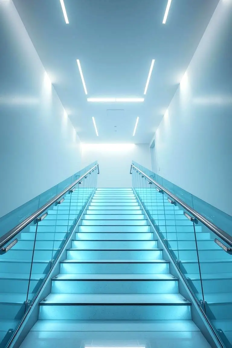 Illuminated Glass Rail Staircase