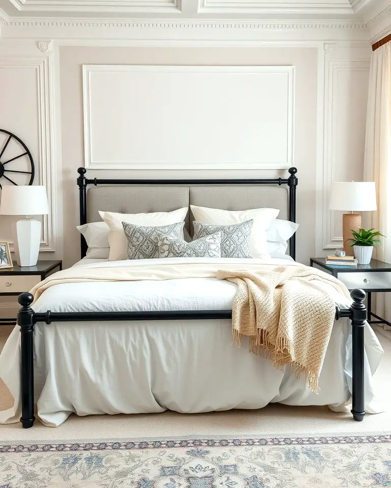White Bedding with Black Frames