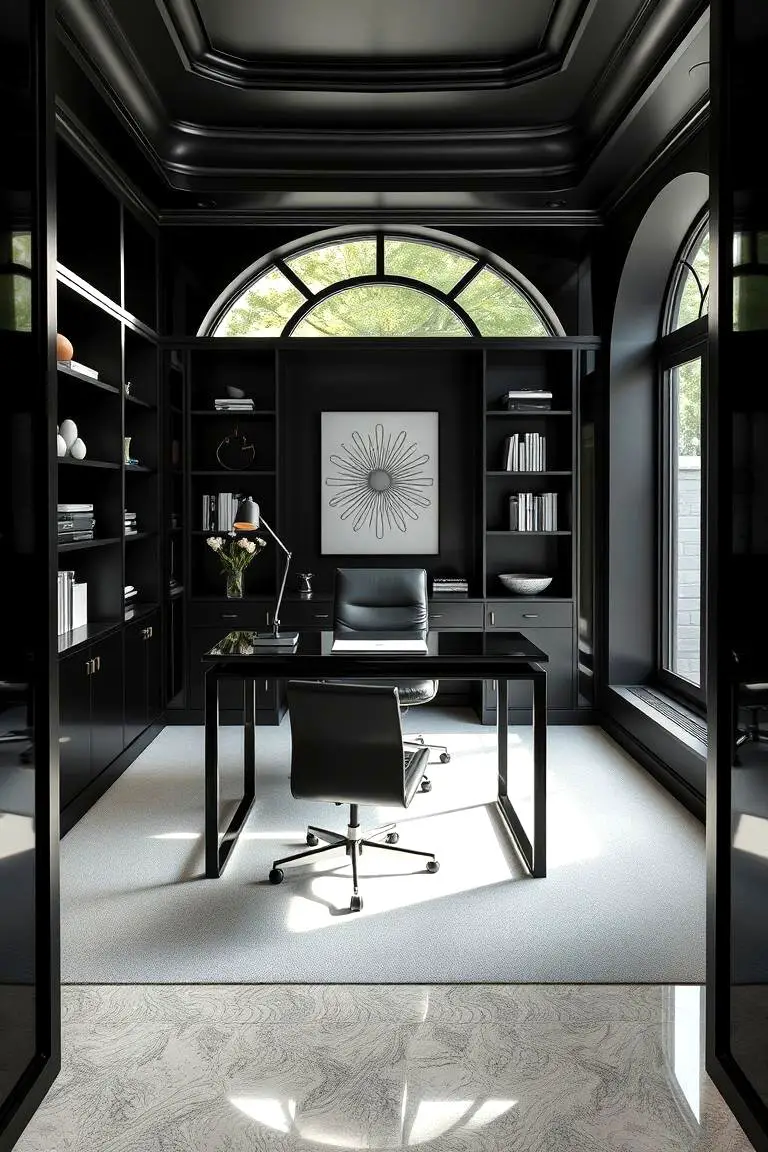 Sophisticated Black Home Office