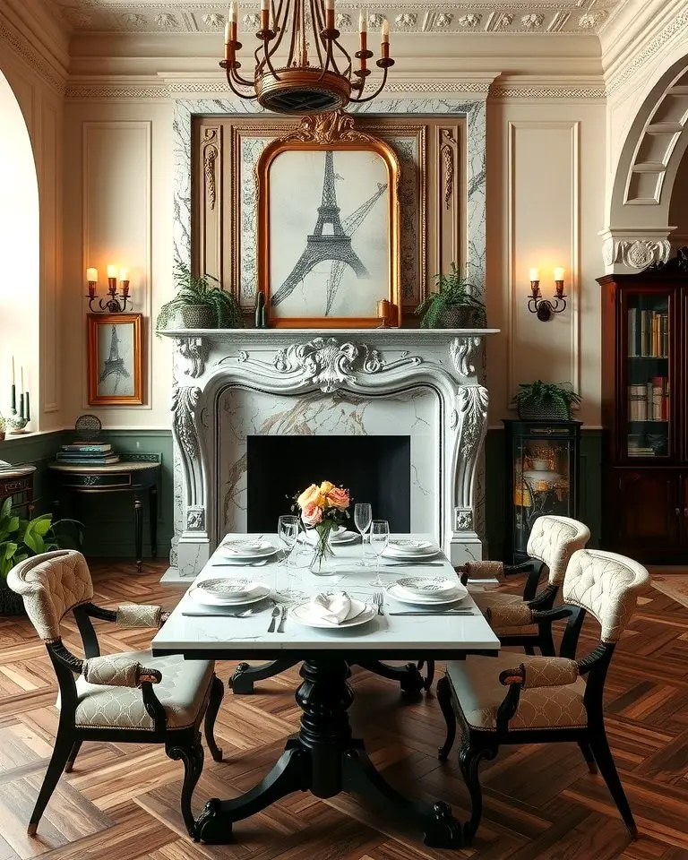 Vintage Elegance with a Marble Fireplace