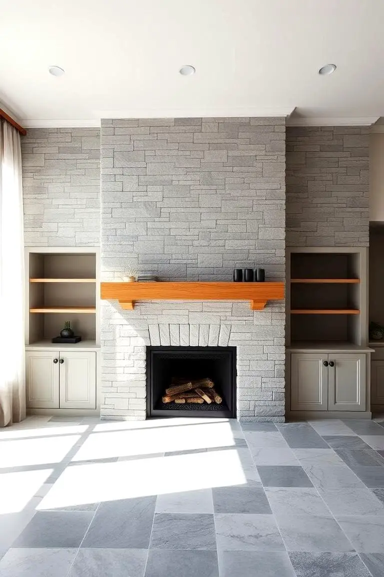 Elegant Stone Fireplace