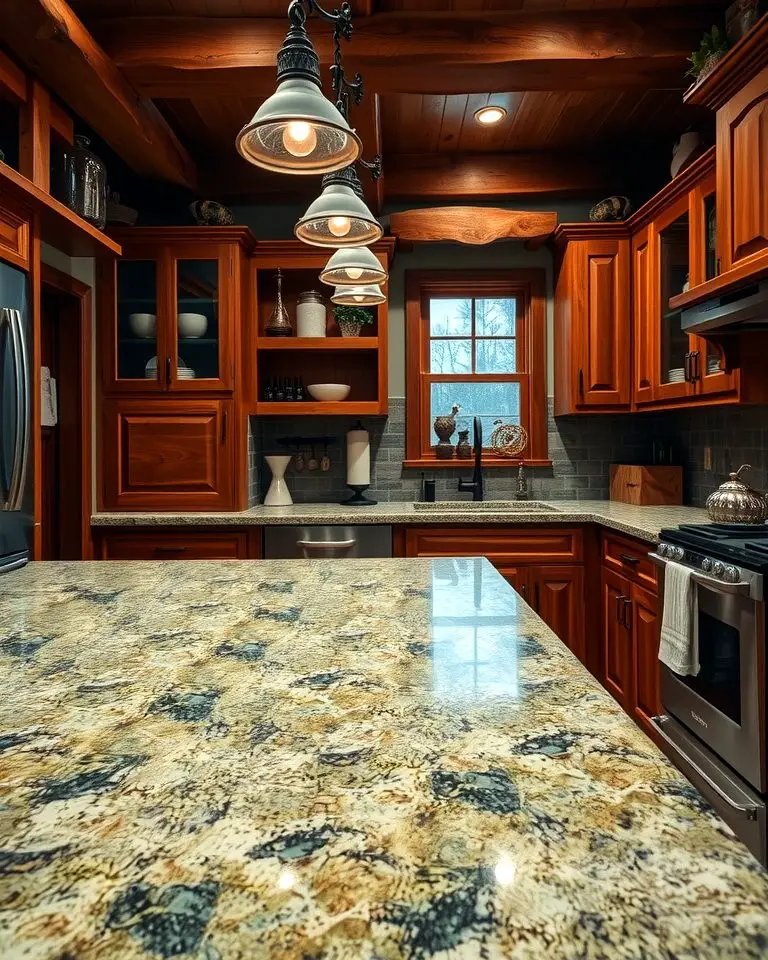Rustic Charm with Moss Green Granite