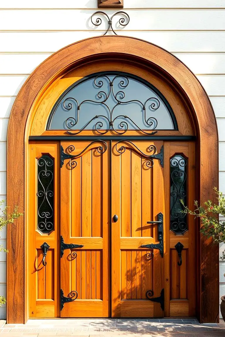 Farmhouse Door with Wrought Iron Details