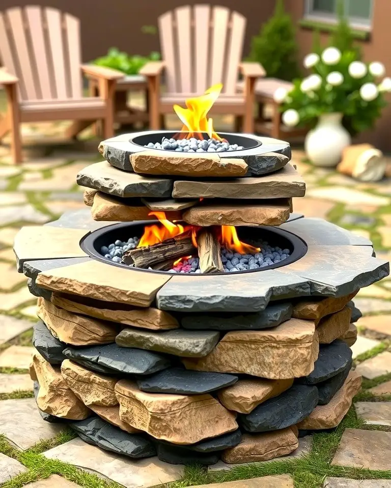 Stacked Slate Fire Pit