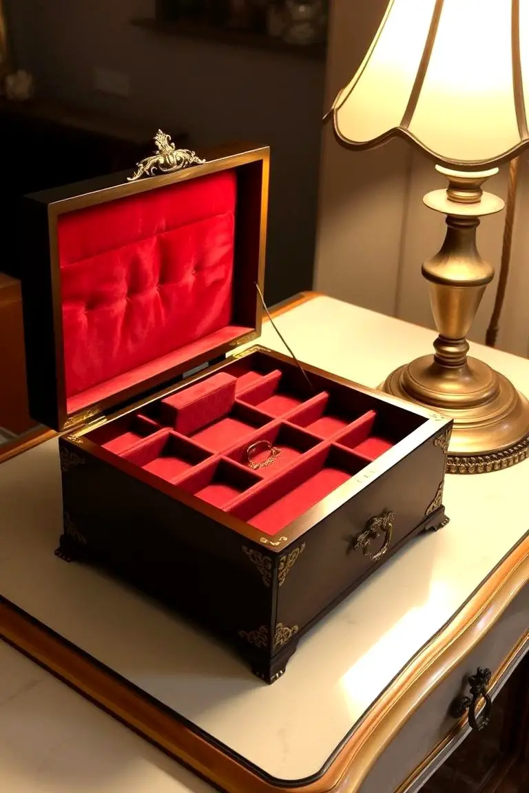 Vintage Jewelry Box with Compartments