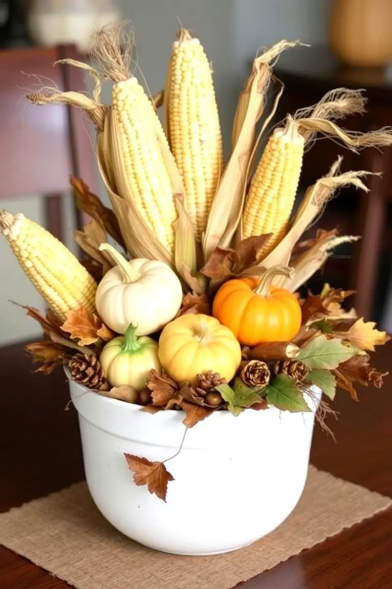 Dried Corn and Gourd Arrangement