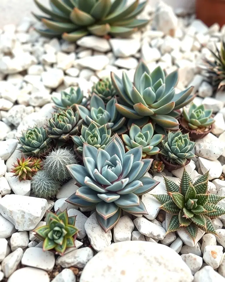 Succulent Gardens with White Rocks