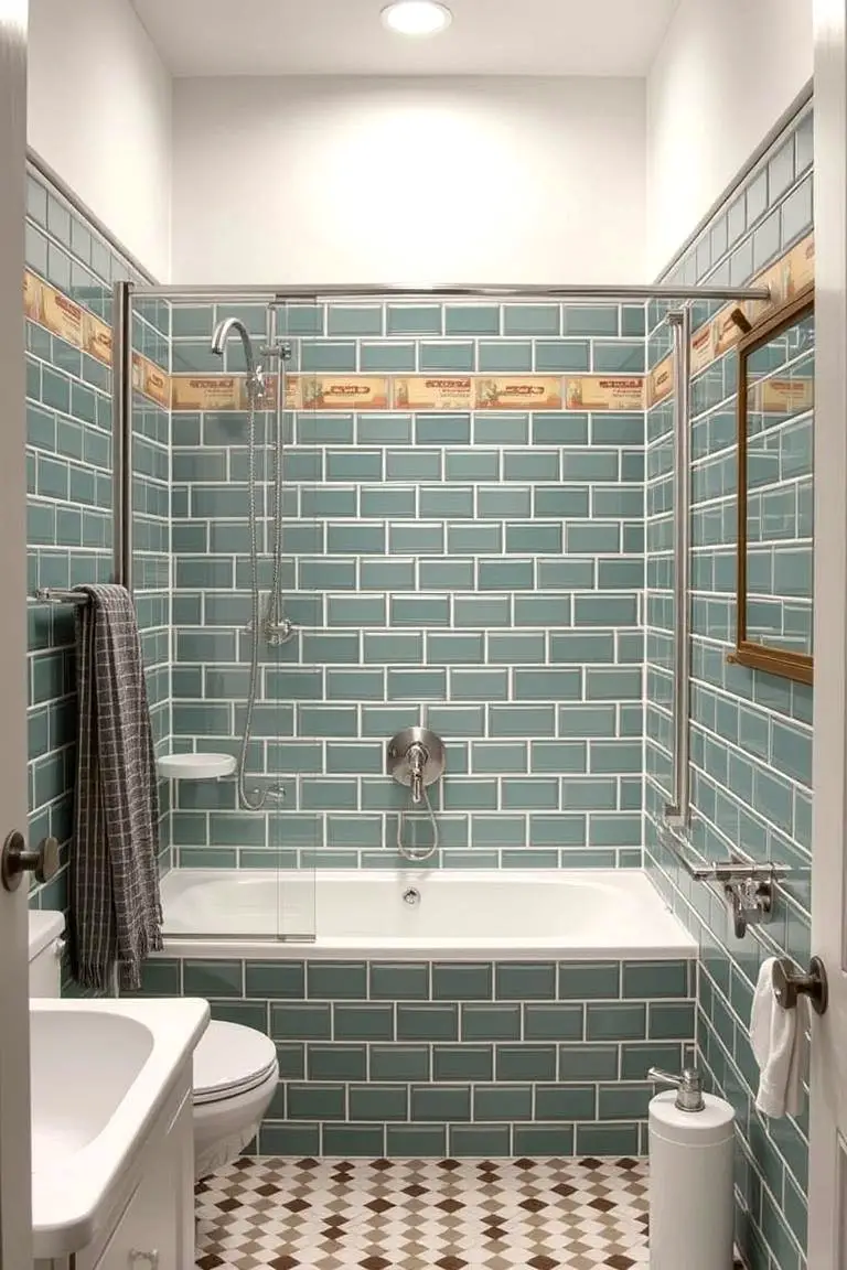 Retro-Inspired Corner Shower