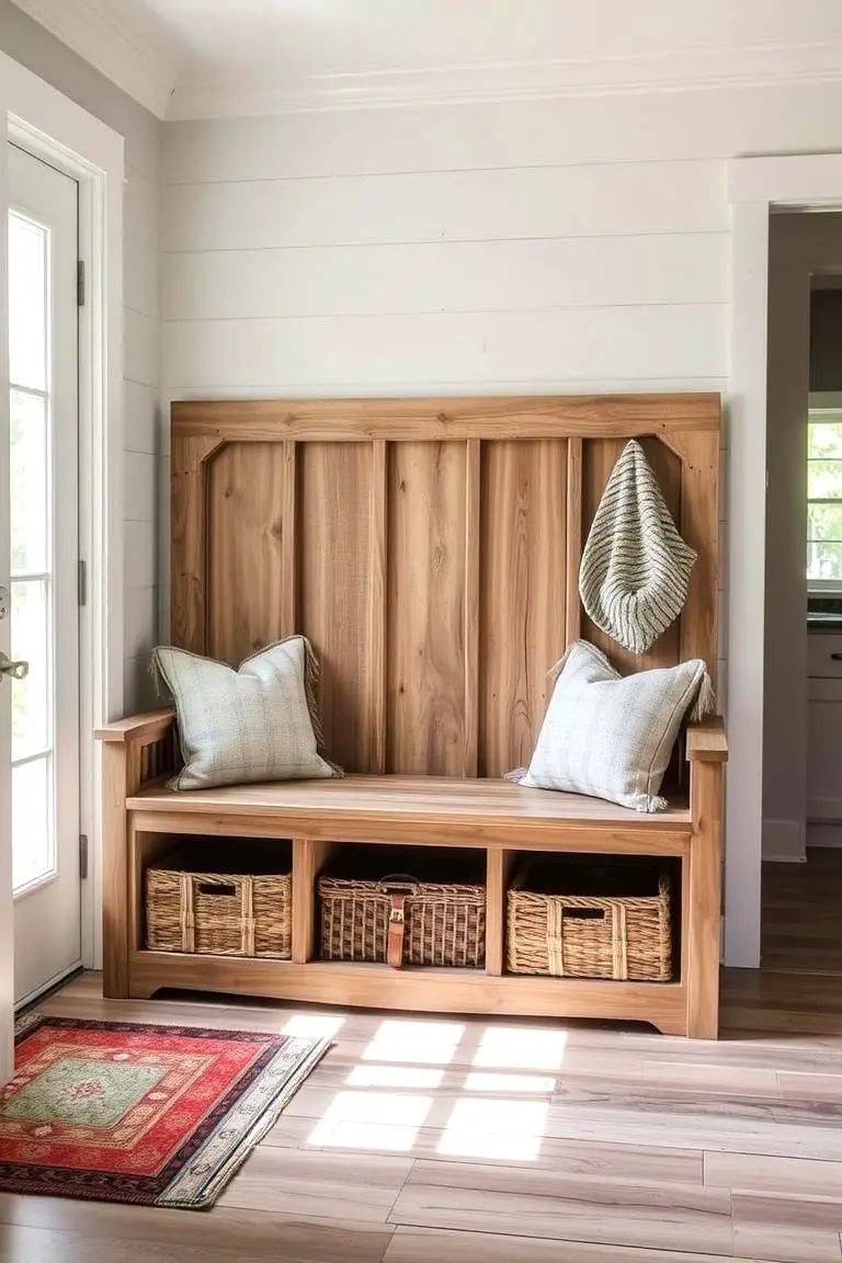 Farmhouse Style Bench with Storage