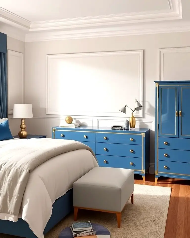 Gold Trimmed Blue Furniture