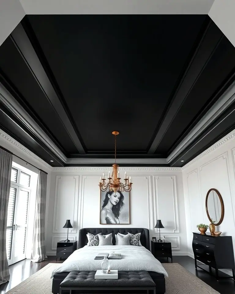 Black Ceiling with White Walls