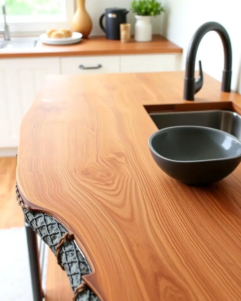 Organic Warmth with Edge-Grain Countertops