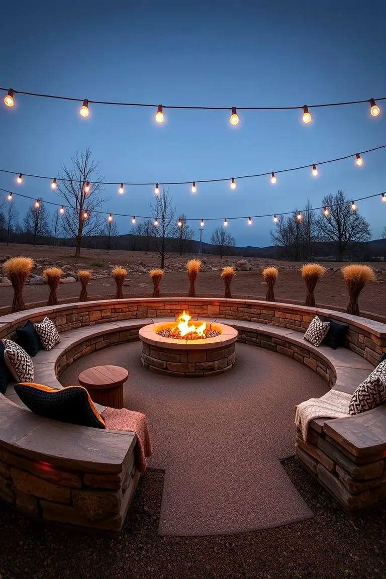 Stone Fire Pit with Integrated Seating